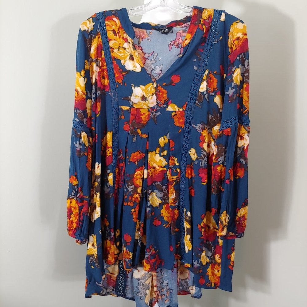 Perch by Blu Pepper Womens Plus Floral Teal 1XL